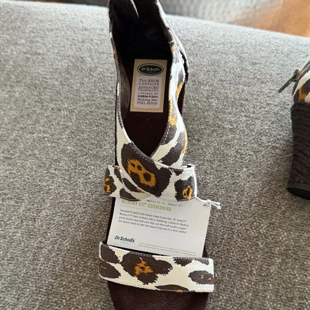 Dr. Scholl's Women's Leopard Print Sandal in Brown, White & Yellow - Picture 2 of 5